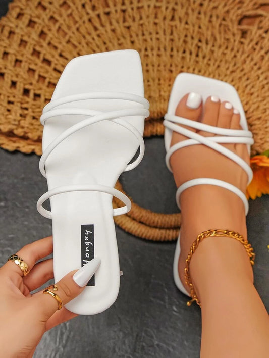 Fashionable Outdoors White Flat Slippers